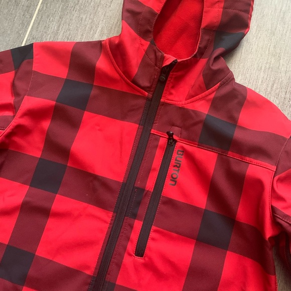 red plaid snowboard jacket